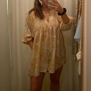 Floral Cream and Tan Romper